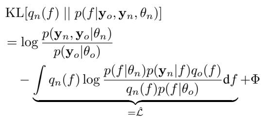 The breakdown of the KL divergence showing the online ELBO.