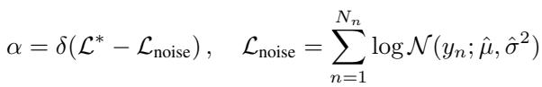 Equation for the adaptive threshold alpha based on noise.
