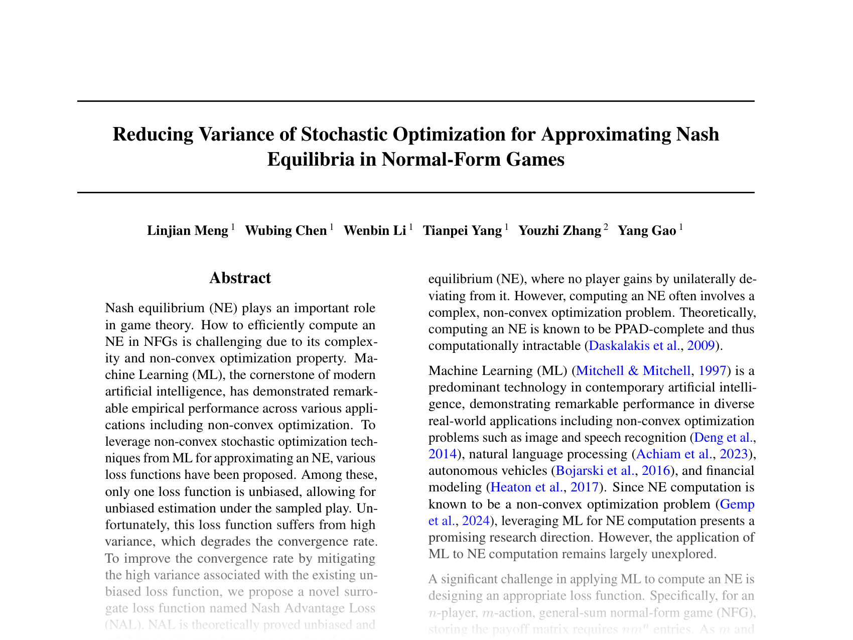 [Reducing Variance of Stochastic Optimization for Approximating Nash Equilibria in Normal-Form Games 🔗](https://openreview.net/pdf?id=Hp53p5AU7X)