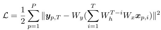The Loss function equation minimizing the difference between target and prediction.