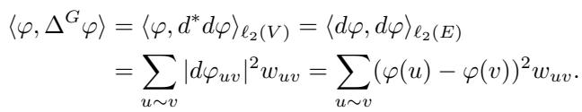 Quadratic form of the graph Laplacian showing summation of squared differences.