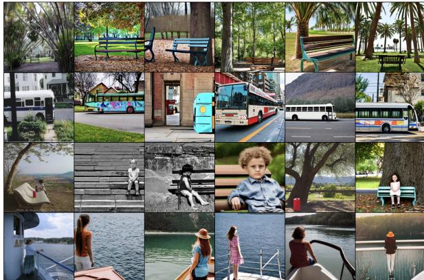 Figure 2. Visualizations of real and generated images using the same caption.