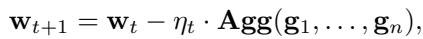 The robust update rule replacing average with Agg.