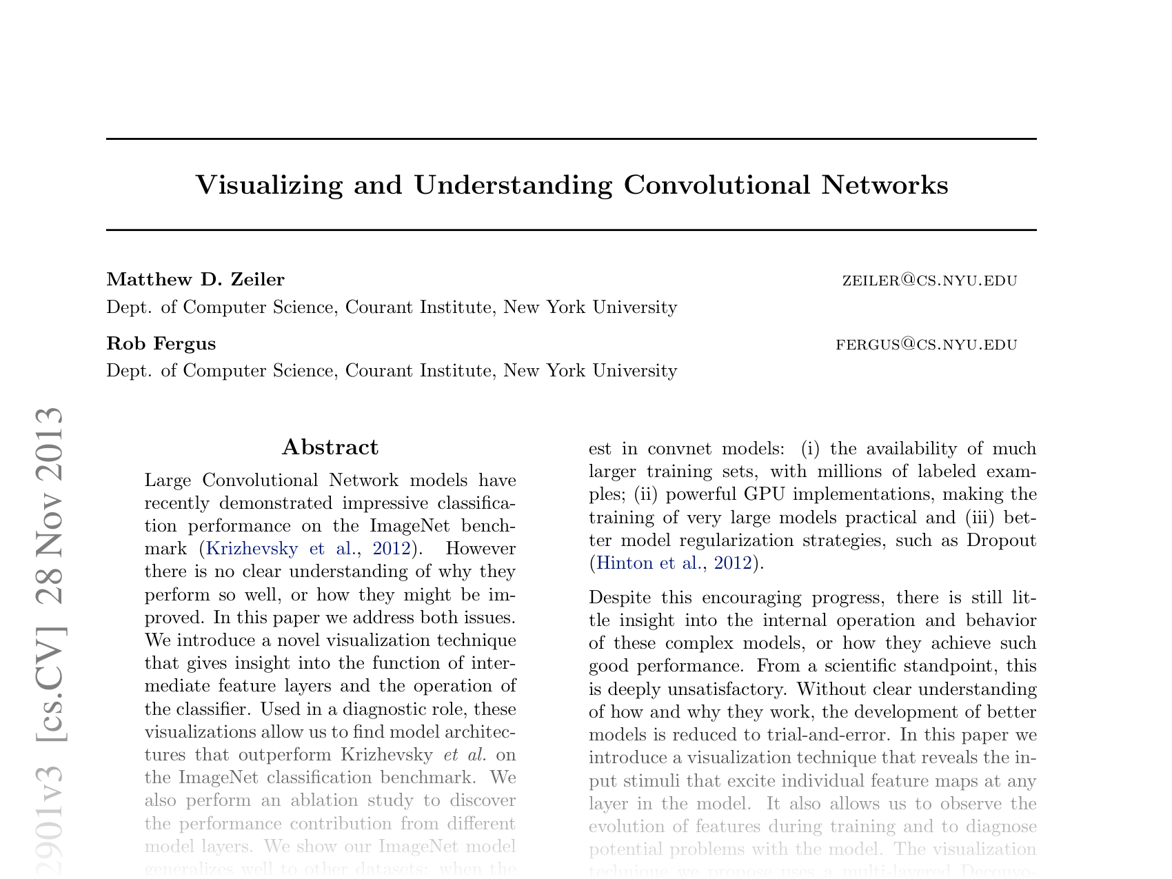 [Visualizing and Understanding Convolutional Networks 🔗](https://arxiv.org/abs/1311.2901)