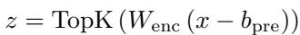 Equation for the SAE Encoder using TopK activation.
