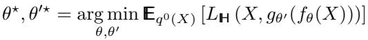 The autoencoder training objective expressed as minimizing the expected cross-entropy loss over the empirical data distribution.