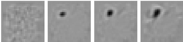 Figure 3 (d): Neuron A’s filter evolution across 0%, 10%, 20%, and 50% destruction.