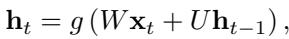 The update equation for a traditional tanh RNN unit.