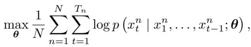 The optimization objective for sequence modeling.