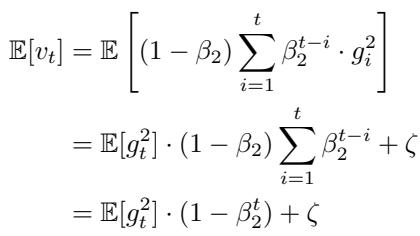 Derivation showing bias in expected value of \\(v_t\\).