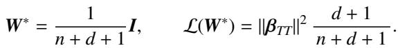 The initial loss of the pre-trained model depends on the feature dimension d and context length n.