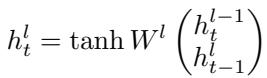 A simple RNN recurrence formula.