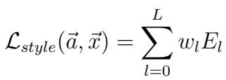 The total style loss function, summing contributions from multiple layers.