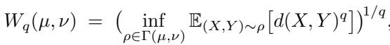 Equation for Wasserstein Distance
