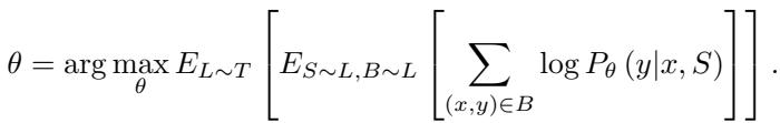 公式 3: 训练目标是在许多情景中最大化正确预测的对数概率。