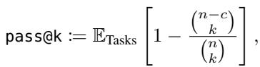 Equation for pass@k.