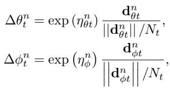 参数更新被分解为步长 (exp(η)) 与归一化方向向量。