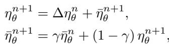 对数学习率 (η) 相对于其指数移动平均更新;RNN 输出变化量而非绝对值。