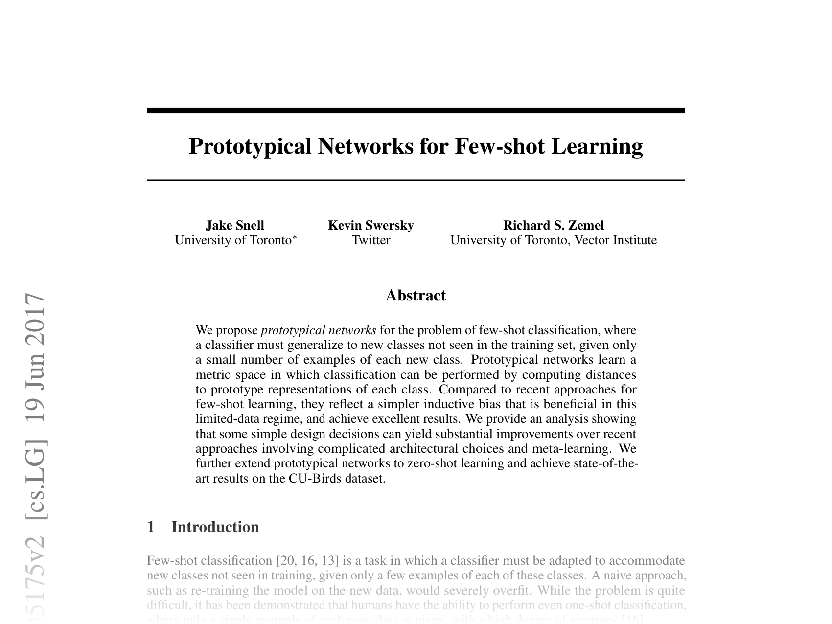 [Prototypical Networks for Few-shot Learning 🔗](https://arxiv.org/abs/1703.05175)