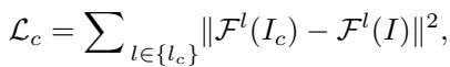Content loss equation