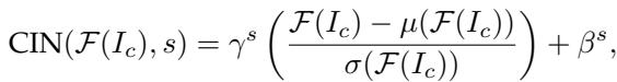 Conditional Instance Normalization equation