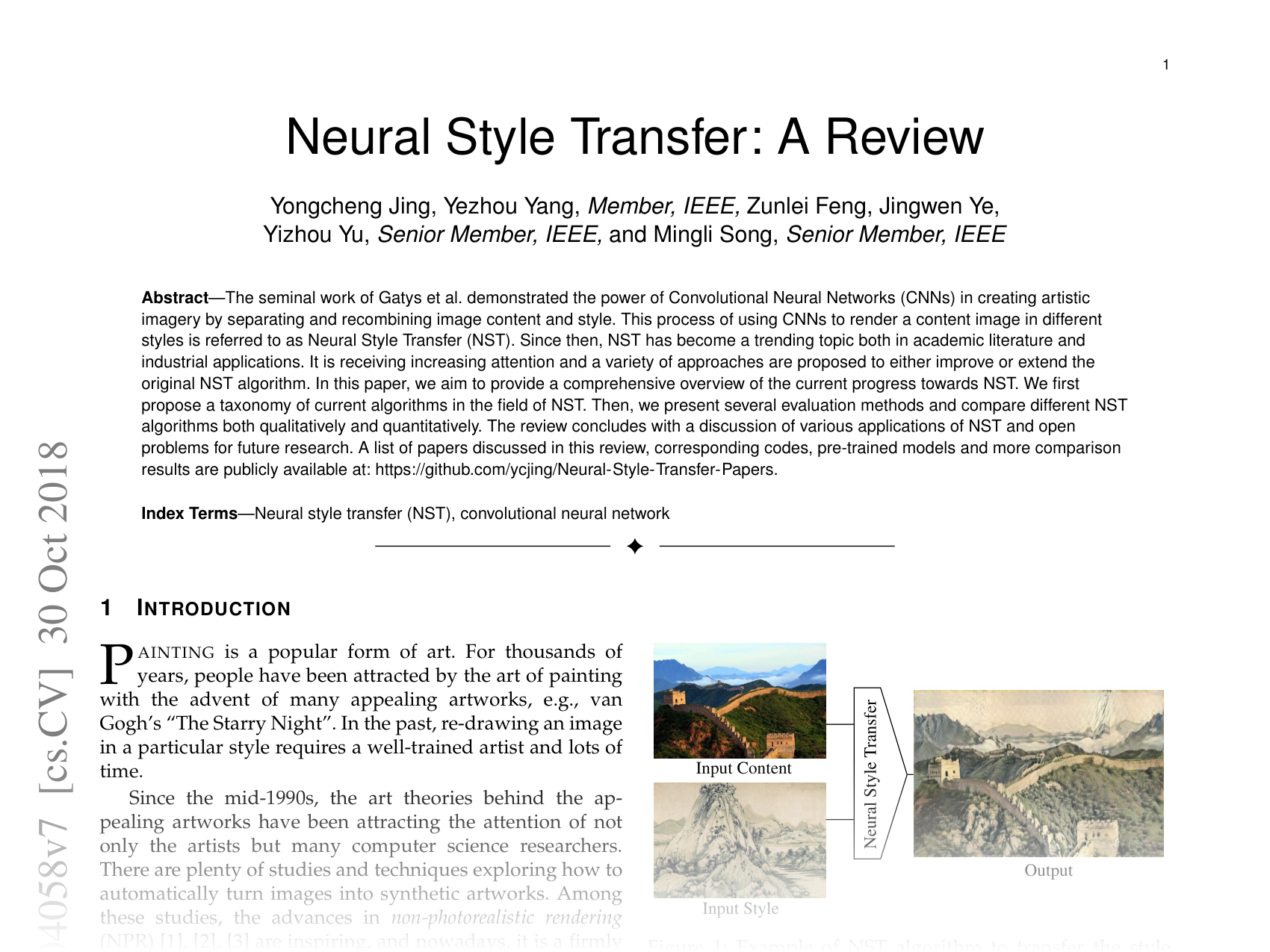 [Neural Style Transfer: A Review 🔗](https://arxiv.org/abs/1705.04058)