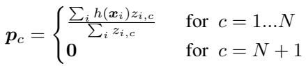 公式5: N+1 个簇的初始原型。前 N 个来自有标签样本,干扰簇原型位于原点。