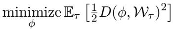 最小化到解流形的期望平方距离的目标函数。