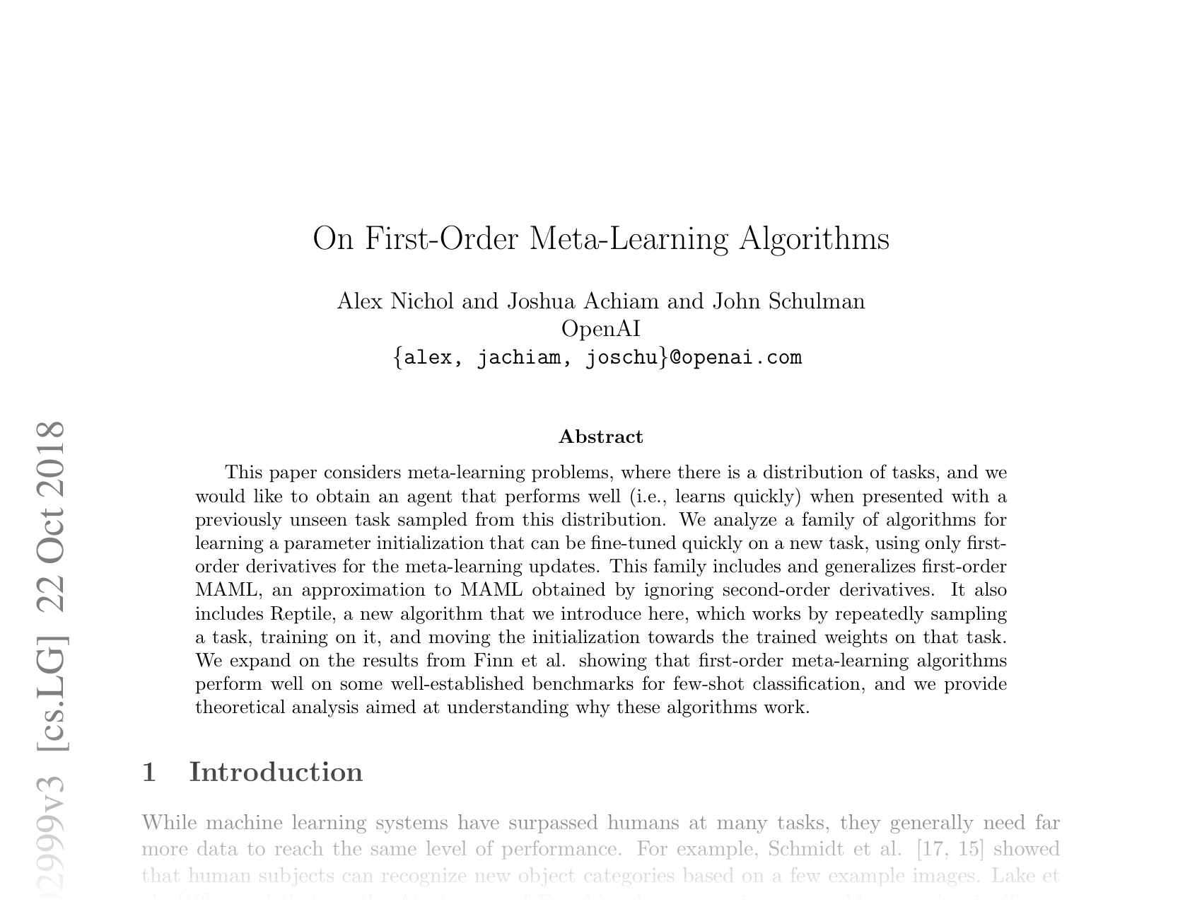 [On First-Order Meta-Learning Algorithms 🔗](https://arxiv.org/abs/1803.02999)