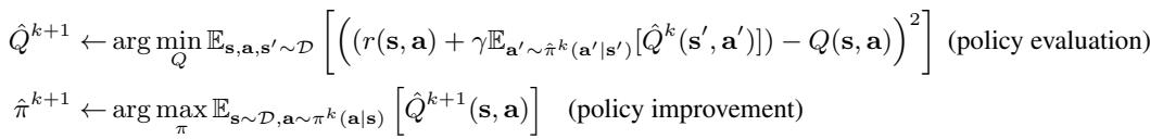 The standard policy evaluation and policy improvement steps in an actor-critic algorithm.