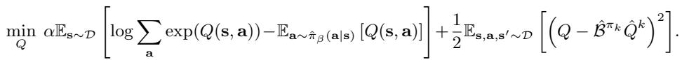 The practical objective for CQL(H), involving a log-sum-exp term.