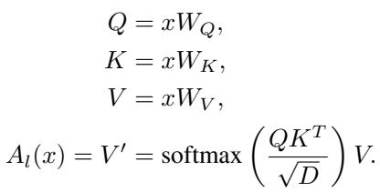 The standard softmax self-attention equation. The QKᵀ multiplication is the source of the quadratic complexity.