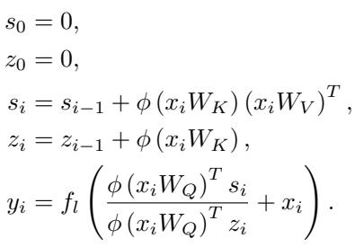 The full transformer layer expressed as a recurrent neural network with hidden states sᵢ and zᵢ.
