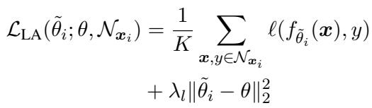 局部适应目标,在 K 个近邻上微调临时参数,并带有一个正则项以保持与原始模型间的接近度。