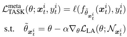 元任务损失。模型参数更新基于其在向最近邻进行一步适应后的表现。