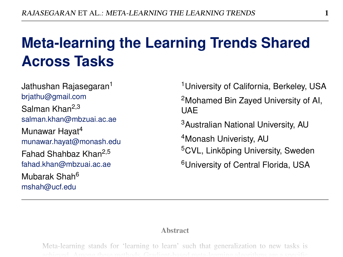 [Meta-learning the Learning Trends Shared Across Tasks 🔗](https://arxiv.org/abs/2010.09291)