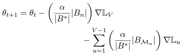 标准 ER 更新将多个任务的梯度通过单一学习率组合。