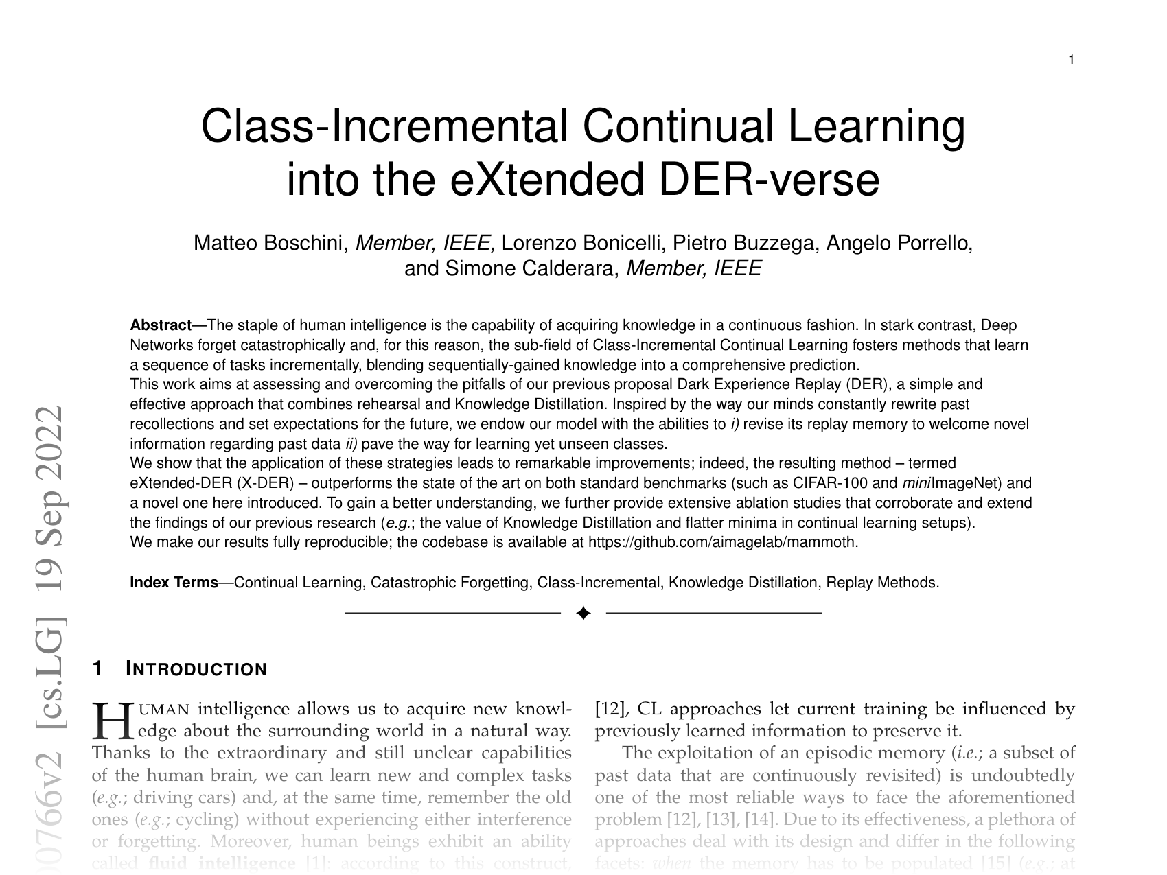 [Class-Incremental Continual Learning into the eXtended DER-verse 🔗](https://arxiv.org/abs/2201.00766)