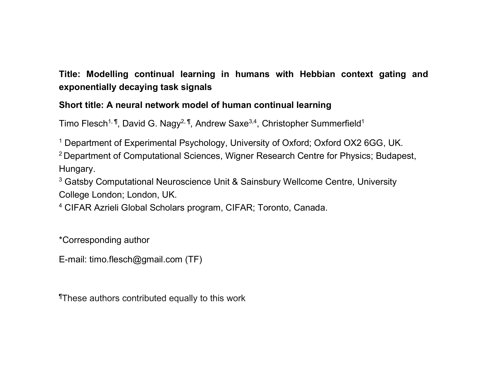 [Modelling continual learning in humans with Hebbian context gating and exponentially decaying task signals 🔗](https://arxiv.org/abs/2203.11560)