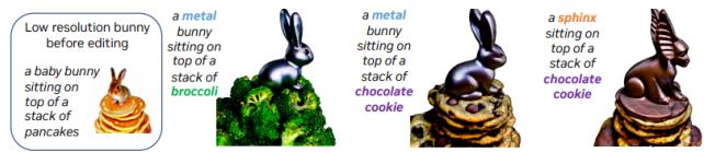 Magic3D’s two-stage process allows for generating a low-resolution 3D model (left) and then refining it to a higher resolution with edited text prompts (middle and right).