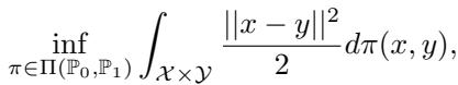 The Kantorovich formulation of Optimal Transport with a quadratic cost.