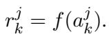 ()r_{k}^{j}=f\\left(a_{k}^{j}\\right).\\quad\\text{(3)}()