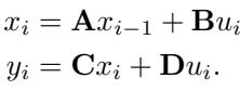 A discrete-time state-space representation defines a linear mapping from a discrete input signal to a discrete output signal through a state-variable.