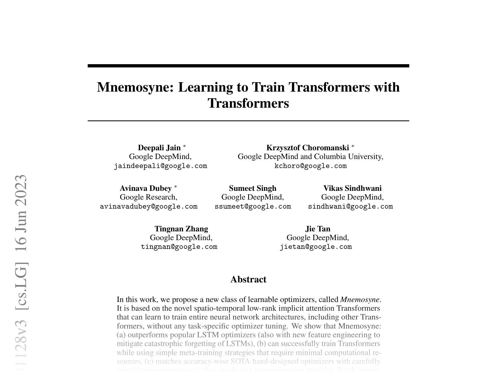 [Mnemosyne: Learning to Train Transformers with Transformers 🔗](https://arxiv.org/abs/2302.01128)