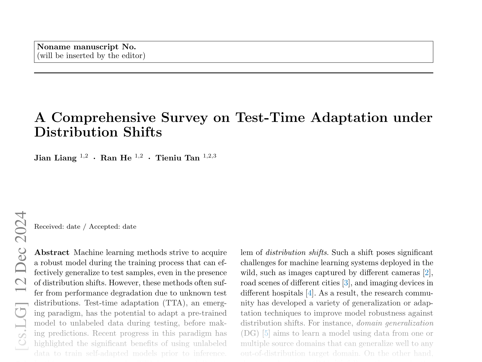 [A Comprehensive Survey on Test-Time Adaptation under Distribution Shifts 🔗](https://arxiv.org/abs/2303.15361)