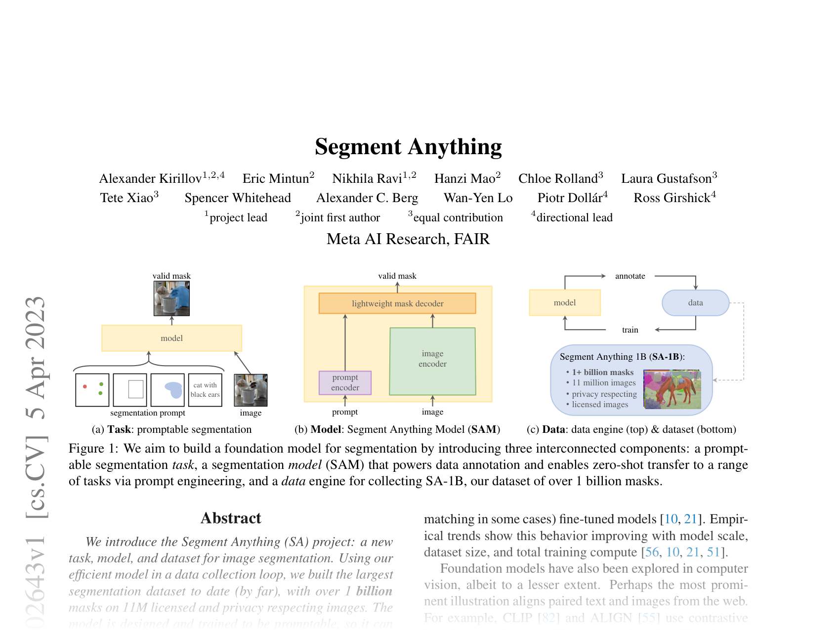 [Segment Anything 🔗](https://arxiv.org/abs/2304.02643)
