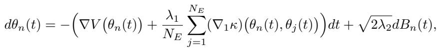 The stochastic differential equation (SDE) governing particle evolution.