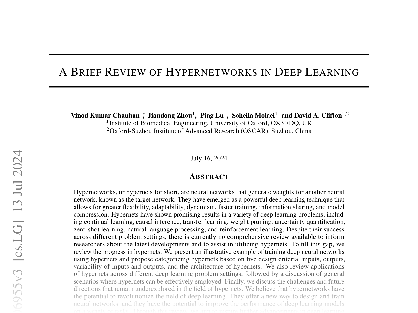 [A BRIEF REVIEW OF HYPERNETWORKS IN DEEP LEARNING 🔗](https://arxiv.org/abs/2306.06955)