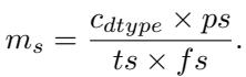 Equation 1: Memory cost of model states based on parameter size, tensor parallelism size, and FSDP size.