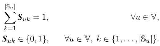 Equation 8: Strategy selection constraints ensuring each layer chooses exactly one parallel strategy.